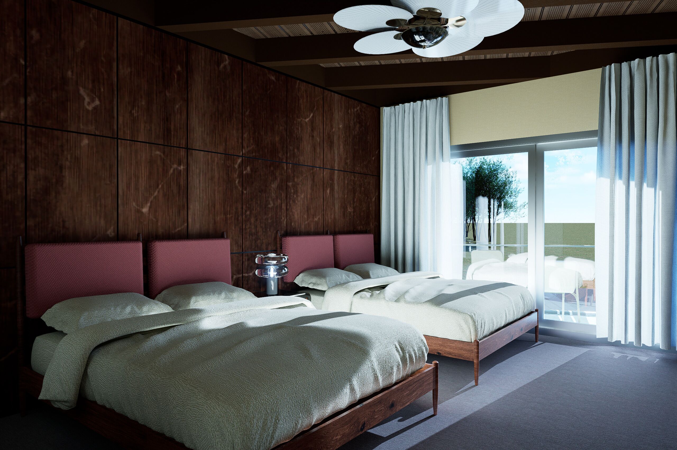 Phòng đôi (Midcentury) | Trang trí khác biệt, màn/rèm cản sáng, bàn ủi/dụng cụ ủi quần áo 