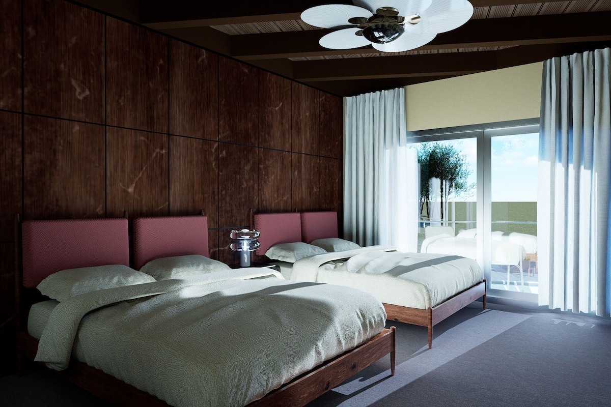 Phòng đôi (Midcentury) | Trang trí khác biệt, màn/rèm cản sáng, bàn ủi/dụng cụ ủi quần áo