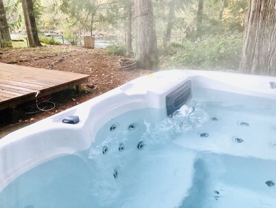 Mid century riverfront cabin. Hot tub, Pet friendly, Riverview