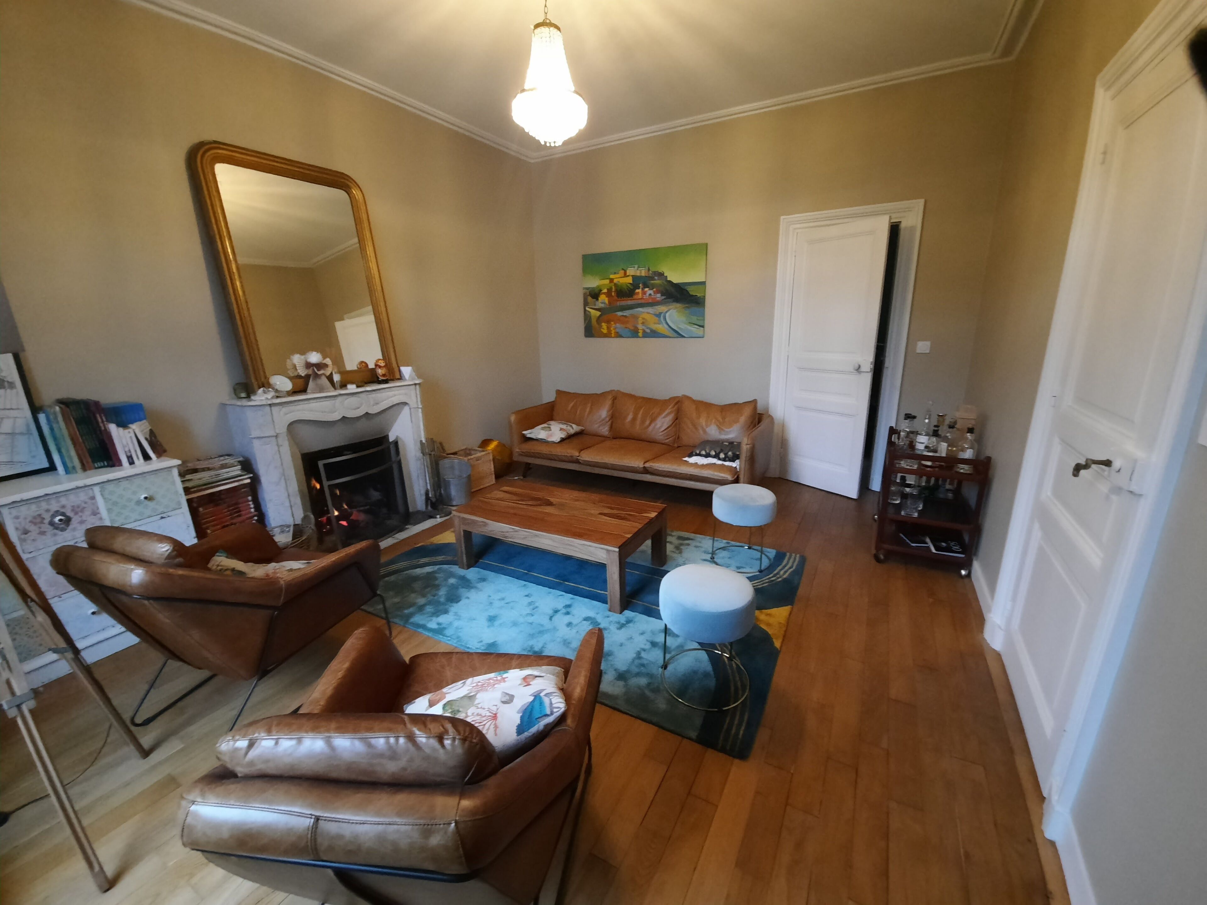 TV, DVD player, table football, books