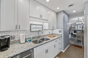 Fridge, microwave, oven, stovetop - Peaceful Shore Drive Condo-Next to beach Pools/Hot Tub. Stay awhile! (Myrtle Beach)