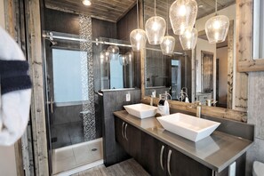 Bathtub, hair dryer, towels