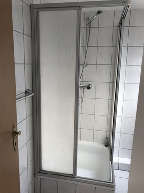 Shower, soap, toilet paper