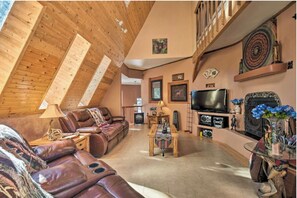 Smart TV, fireplace, video games, video library