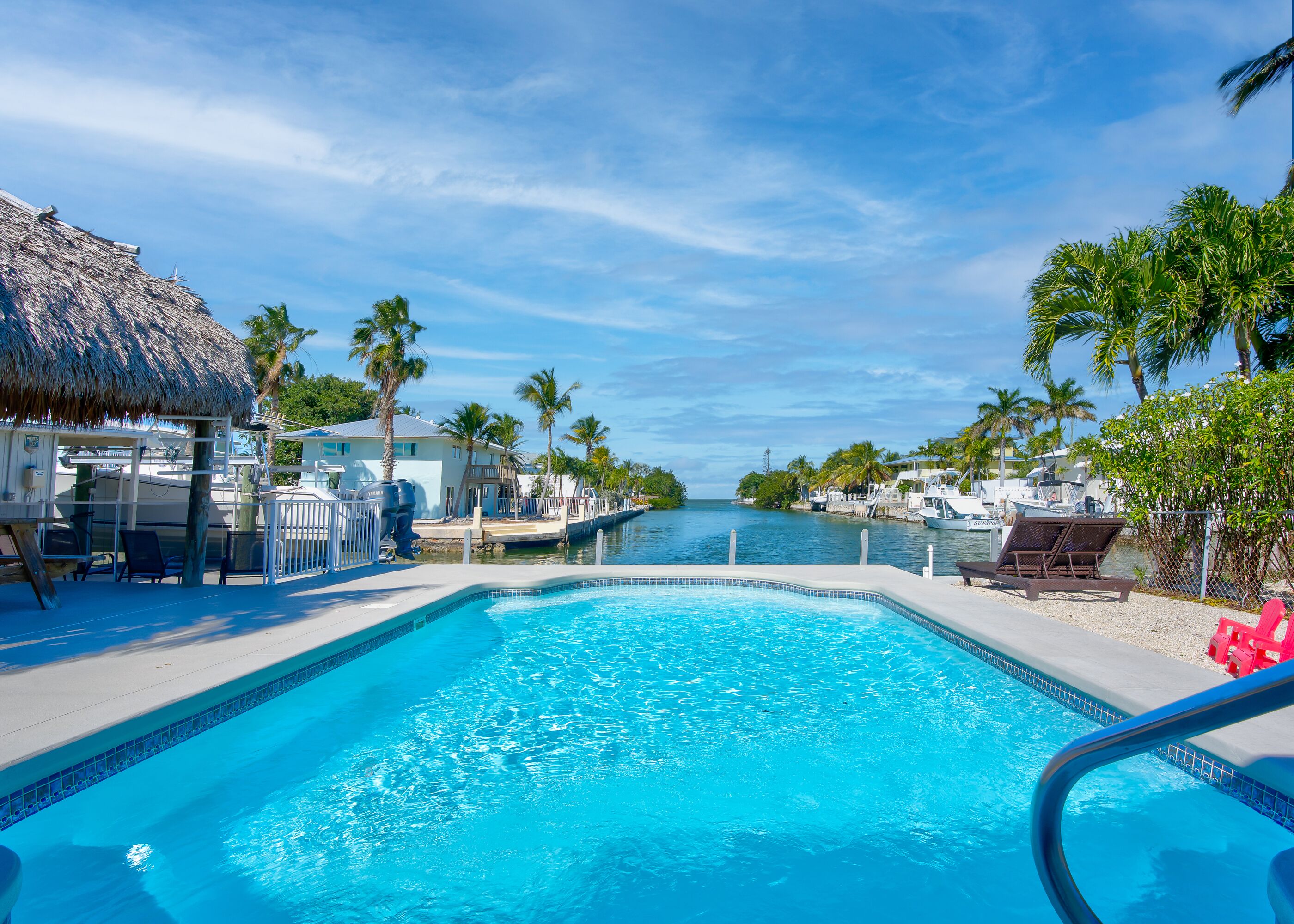 Private Pool, 40’ Dock, Tiki Hut, Open Water Views