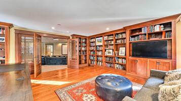 TV, fireplace, video games, DVD player