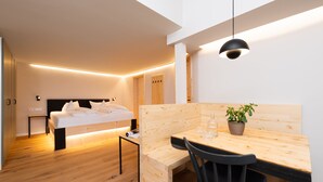 Family Suite, 2 Bedrooms, Balcony, Mountain View | Hypo-allergenic bedding, desk, laptop workspace, blackout curtains - freistil. boutiquehotel. & restaurant. (Ofterschwang)