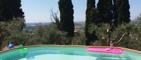 Outdoor pool, pool loungers