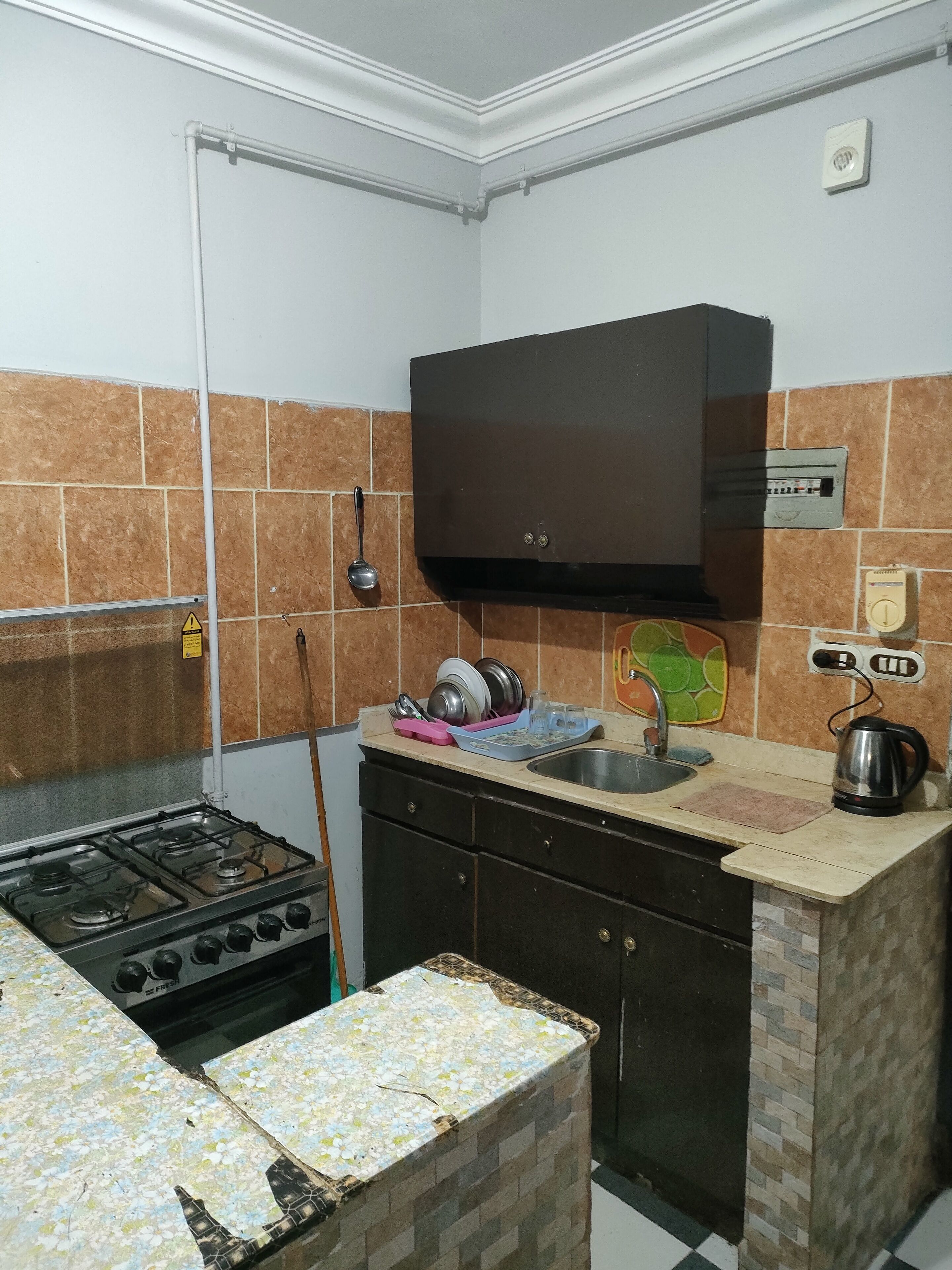 Comfort Apartment | Private kitchen | Full-sized fridge, oven, stovetop, electric kettle
