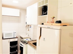 Apartment | Private kitchen | Fridge, microwave, blender, mixer