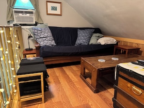 TV, DVD player, video library