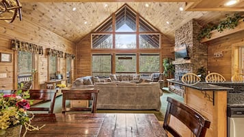 Smart TV, chimenea, reproductor de DVD y futbolito