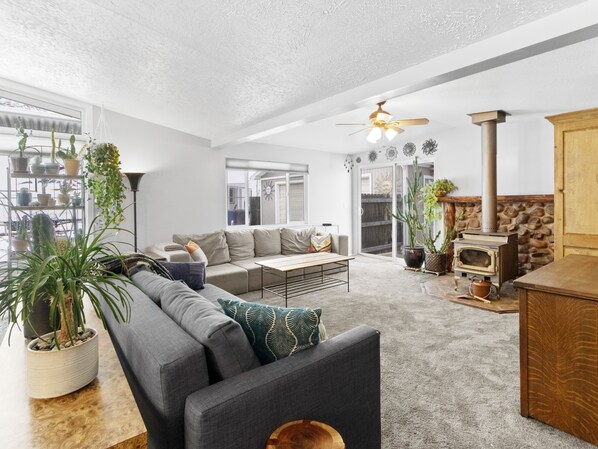 Smart TV, fireplace, video games, table football