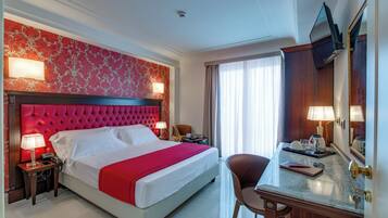 Egyptian cotton sheets, premium bedding, down duvets, minibar