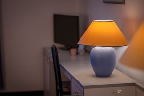 Individually decorated, individually furnished, desk, laptop workspace