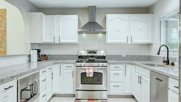 Fridge, microwave, oven, dishwasher
