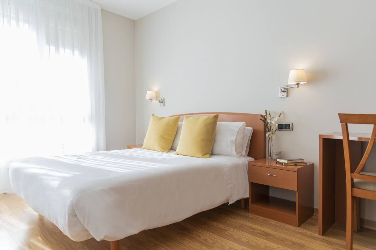 Panoramic Double Room | Premium bedding, Select Comfort beds, desk, laptop workspace