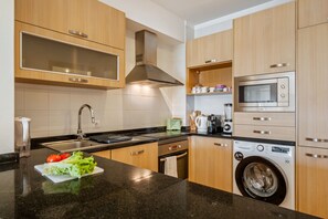 Fridge, microwave, oven, dishwasher