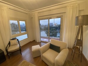 Smart TV - Nile view cozy 2 bedrooms fully furnished apartment in Zamalek Cairo stays (Zamalek)