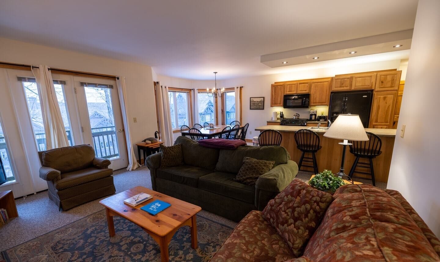 Télévision, cheminée, lecteur de DVD, médiathèque