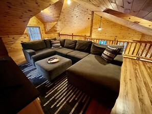 Smart TV, fireplace, DVD player, foosball