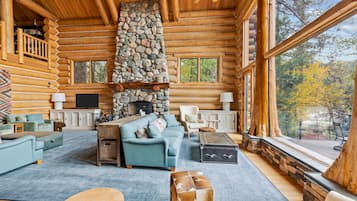 TV, fireplace, video games, DVD player