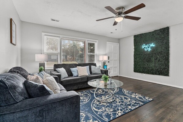Flat-screen TV, video games