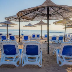 Private beach, free beach shuttle, beach bar