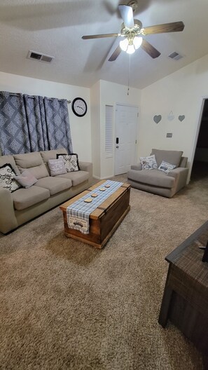 Una Smart TV, una chimenea, un reproductor de DVD, libros