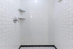 Shower, rainfall showerhead, hair dryer