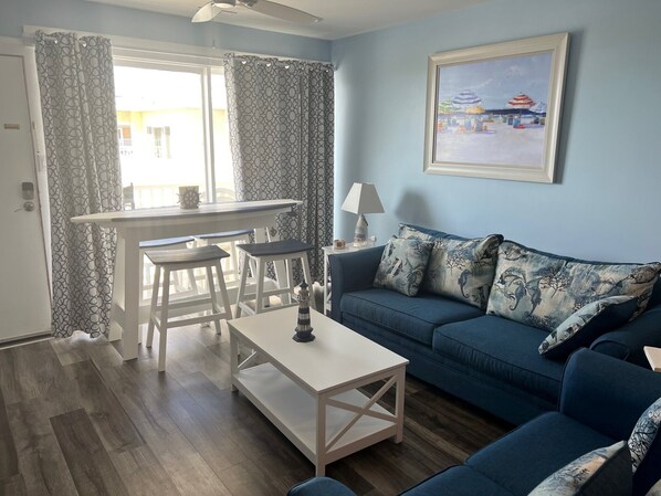 Smart TV, DVD player, books, video library