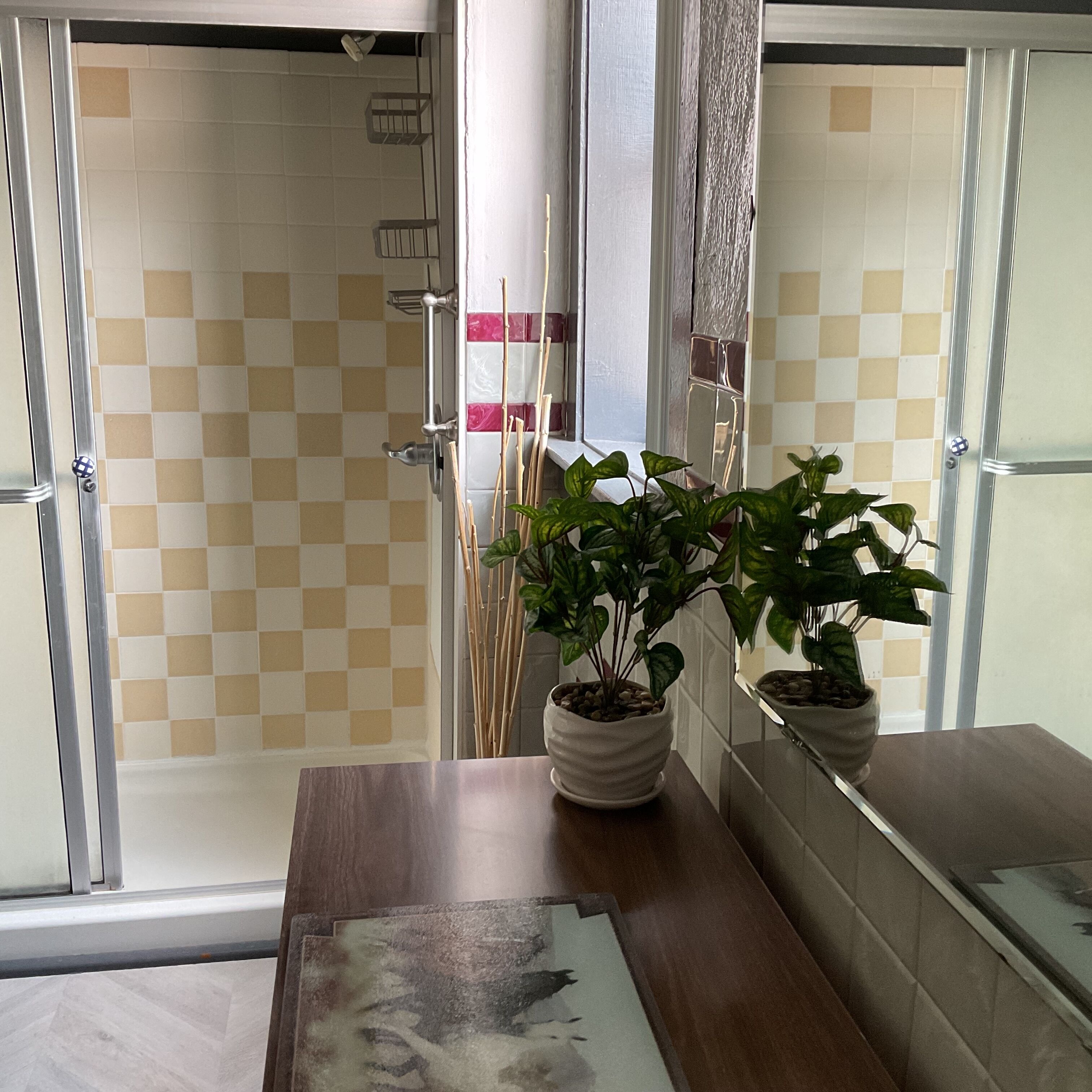 Douche, sèche-cheveux, serviettes fournies, savon