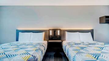 Desk, laptop workspace, free WiFi, bed sheets