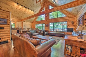 TV, fireplace - Dreamy Cabin Steps to Thumb Lake: Swim & Fish (Boyne Falls)