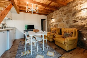 TV, fireplace, foosball, books