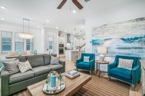 Smart TV, fireplace, DVD player