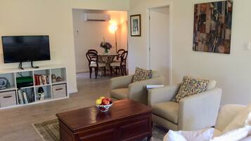 TV, DVD player, livros