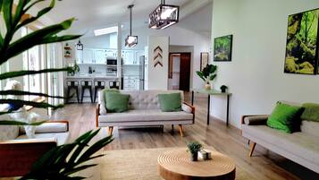 Smart TV, fireplace, video games, foosball