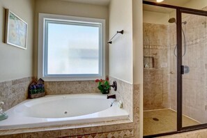 Shower, hair dryer, towels - Saltwater Shores, A Beachfront Retreat (Carolina Beach)
