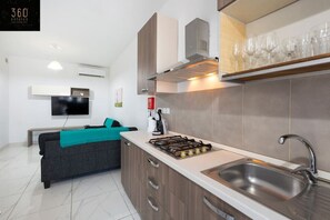 Fridge, microwave, oven, toaster