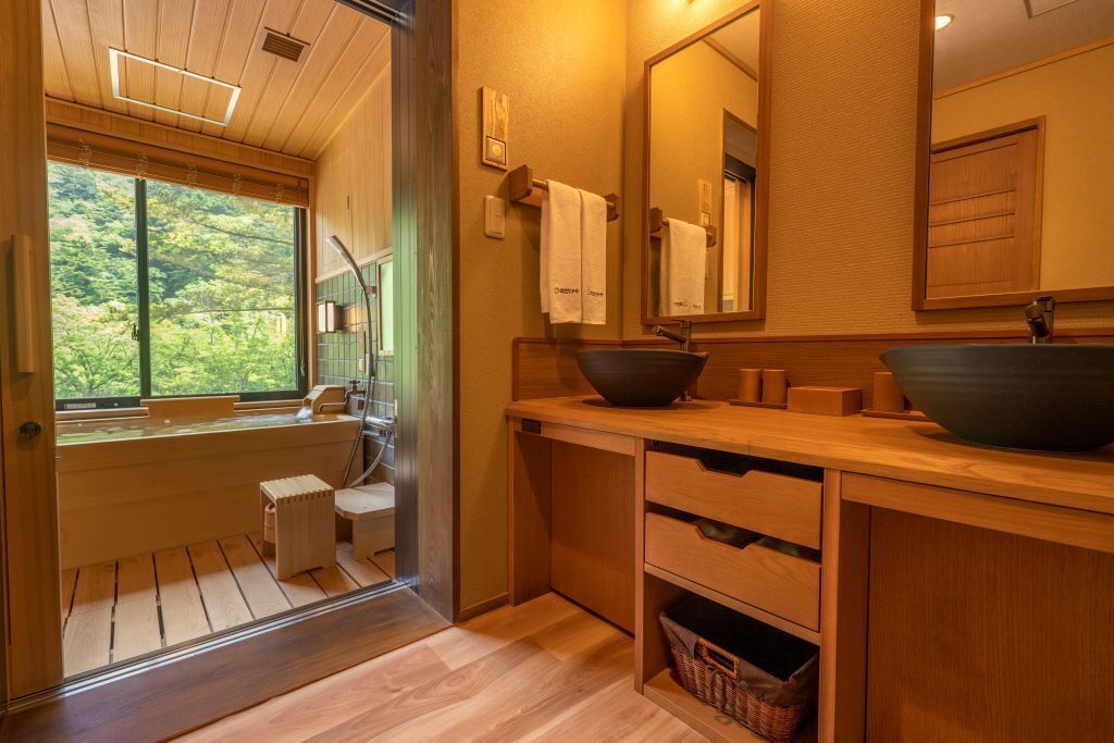 Triple Room with Onsen (Check in14:00/out 10:00) - Dinner Time 17:30, Non Smoking | Bathroom | Bathtub, hair dryer, bidet, towels