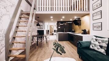 Apartment | Eigene Kochnische | Mini-Kühlschrank, Mikrowelle, Herdplatte, Geschirrspüler