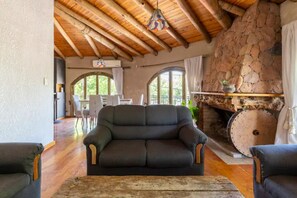 Televisor intel·ligent, llar de foc, llibres i estèreo 