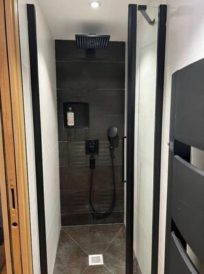 Hair dryer, towels, toilet paper