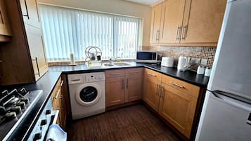 Fridge, microwave, oven, toaster