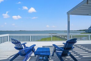 Terrace/patio - Dragonfly Point | Luxury Oyster Bay Waterfront w/ 120' Pier, Screened Porch & Panoramic Views (Chincoteague Island)