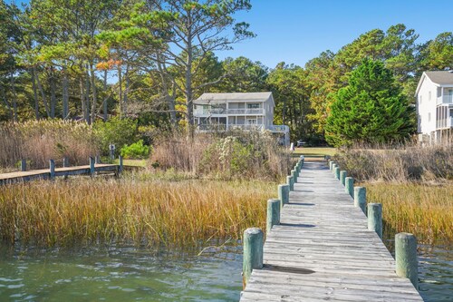 Island Sunrise | Waterfront w/ Deep Water Dock, Assateague Views, 3 Decks + Pet Friendly