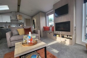 Smart-TV, Kamin, Bücher