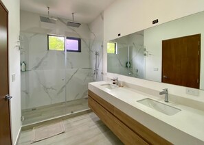 シャワー、ヘアドライヤー、タオル、トイレットペーパー