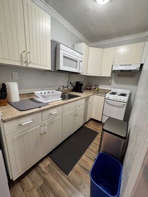 Frigorífico, microondas, placa de cocina y cafetera o tetera